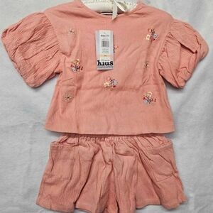Kids Headquarters Peach Textured Two-Piece Set